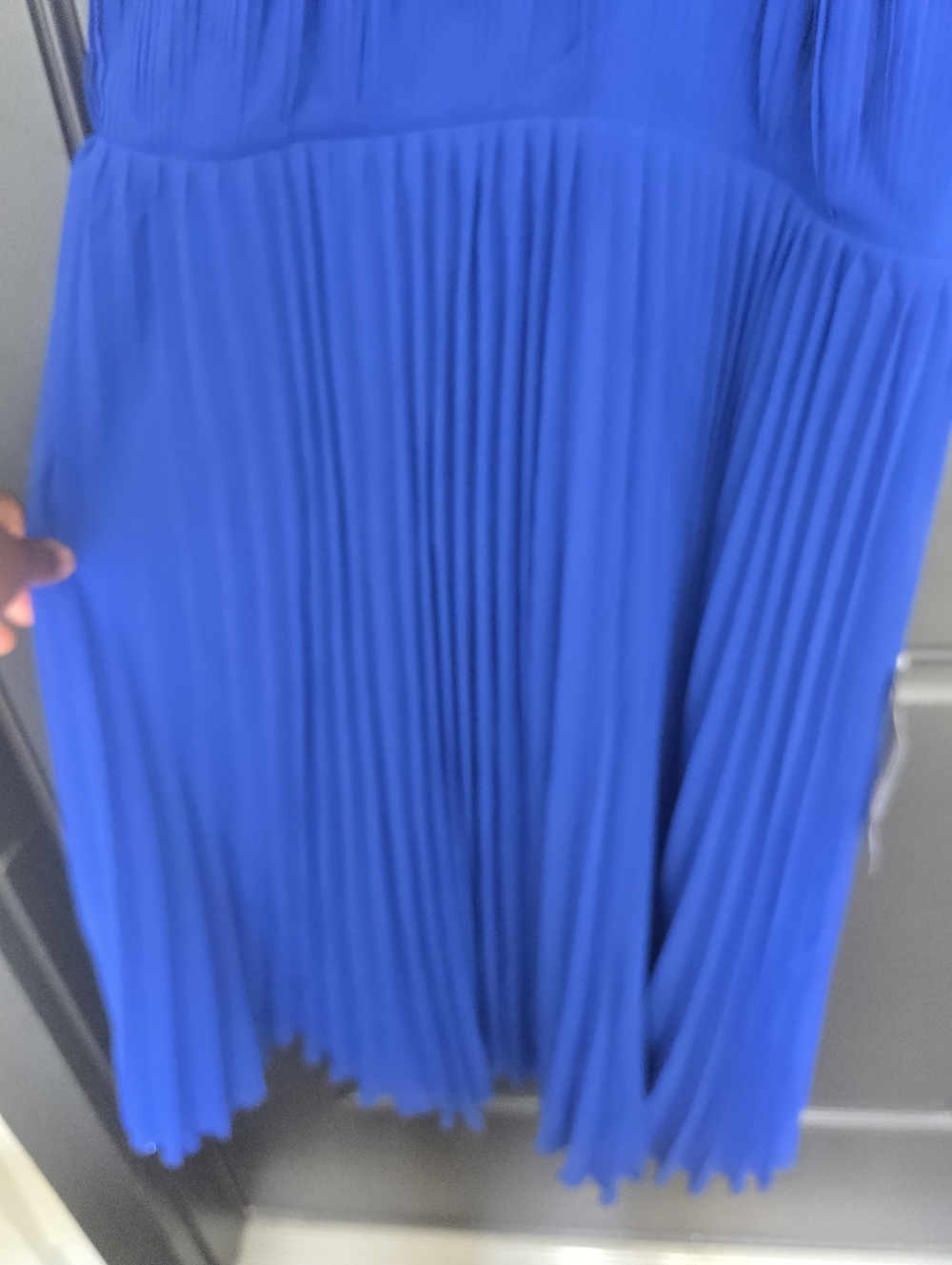 NWT Adrianna Papell Royal Blue Pleated Maxi Dress Sz 12 Sequin Sleeveless Formal - Picture 8 of 16